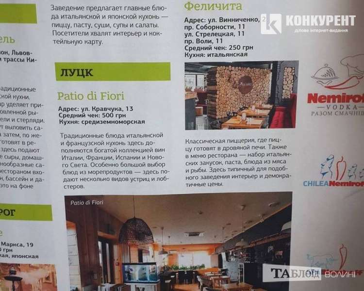 Луцькі ресторани увійшли в ТОП-100 кращих в Україні