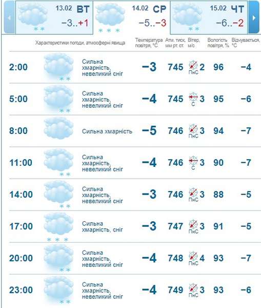 Похмуро і зі снігом: погода в Луцьку на середу, 14 лютого 