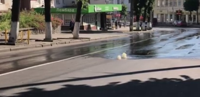 У Луцьку посеред вулиці пробився фонтан (відео) 