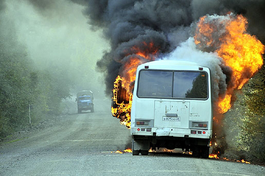 Відомі подробиці пожежі автобуса, який возить працівників 