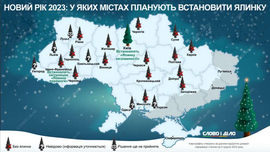 Київ – так, Луцьк ще думає: де в Україні планують встановлювати ялинки