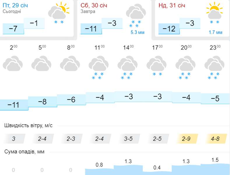 Сніжитиме весь день: погода в Луцьку на суботу, 30 січня