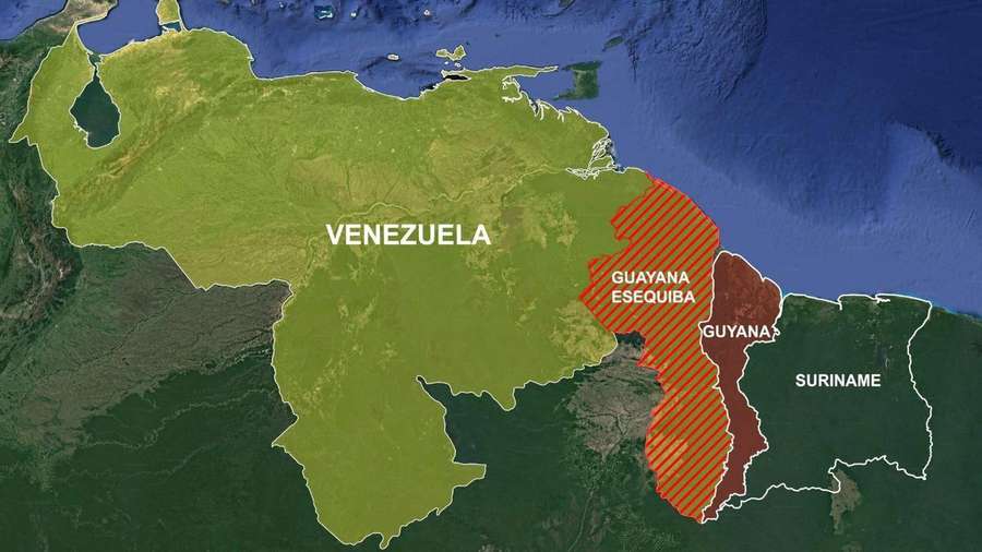 Карта Венесуели з анексованими територіями Гаяни