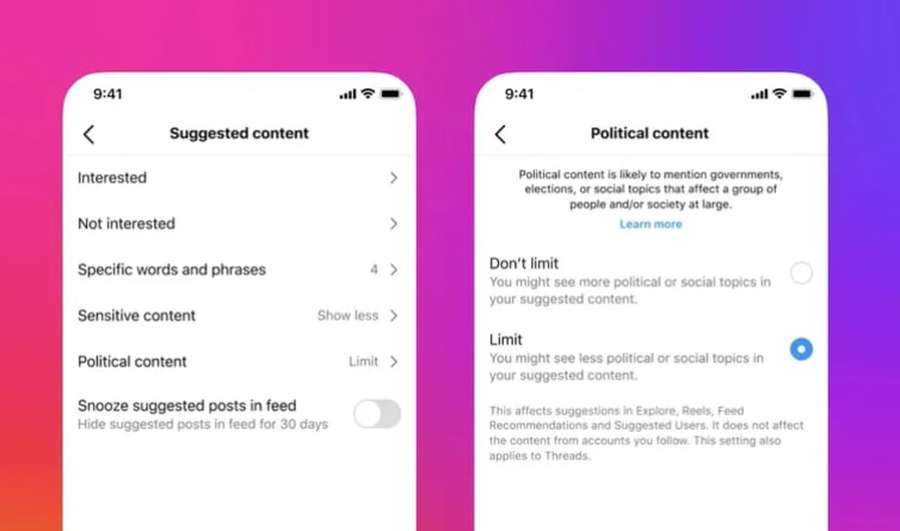 Instagram і Threads більше не рекомендуватимуть політичний контент