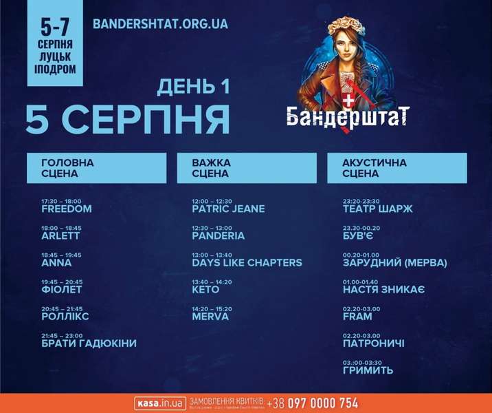 «Бандерштат-2016»: погодинна програма музичної сцени
