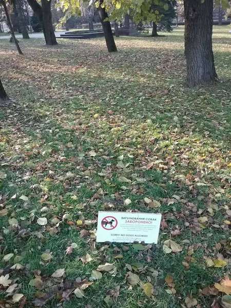 У Луцьку пошкодили таблички про заборону вигулу собак 