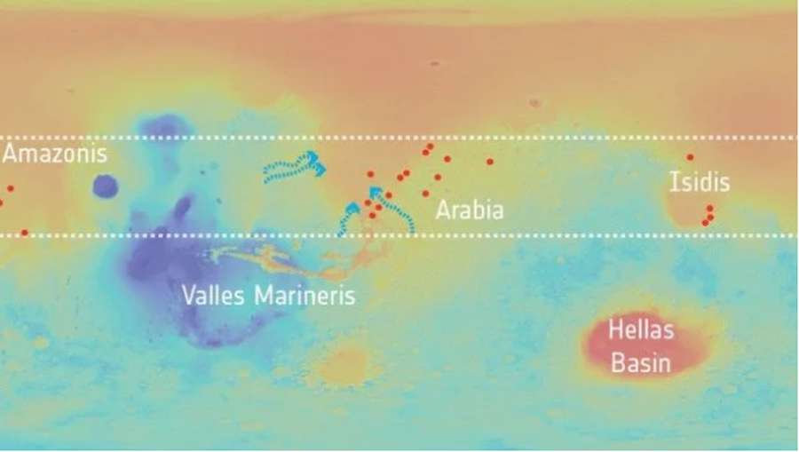 Вчені проаналізували басейни, які позначені червоними крапками><span class=