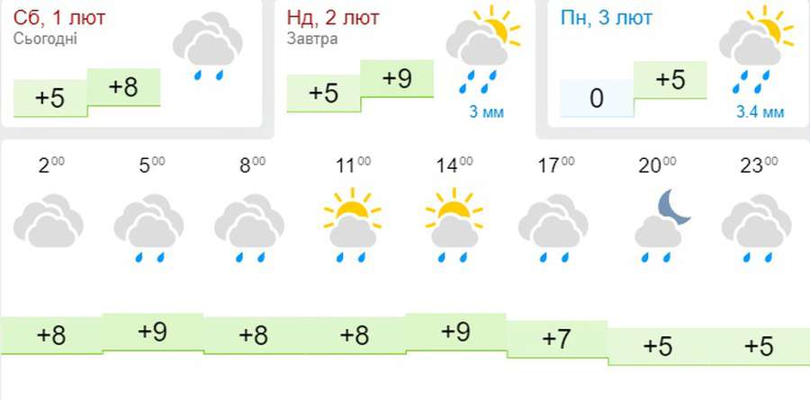 Дощ і +9: погода в Луцьку на неділю, 2 лютого
