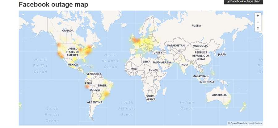 Facebook та  Instagram «впали»: відбувся глобальний збій (карта)