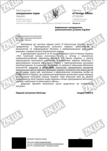 Усі консульства України припиняють надавати послуги чоловікам призовного віку