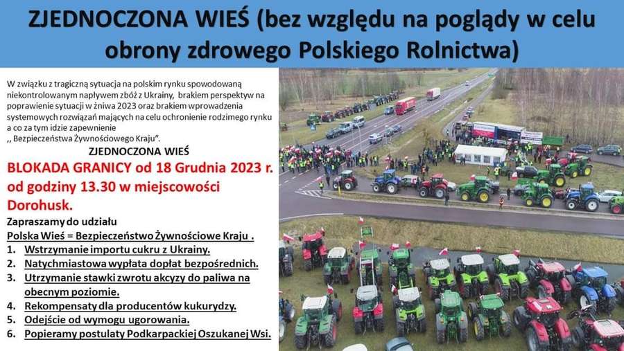 До блокування блокування ПП «Дорогуськ – Ягодин» долучаться польські фермери