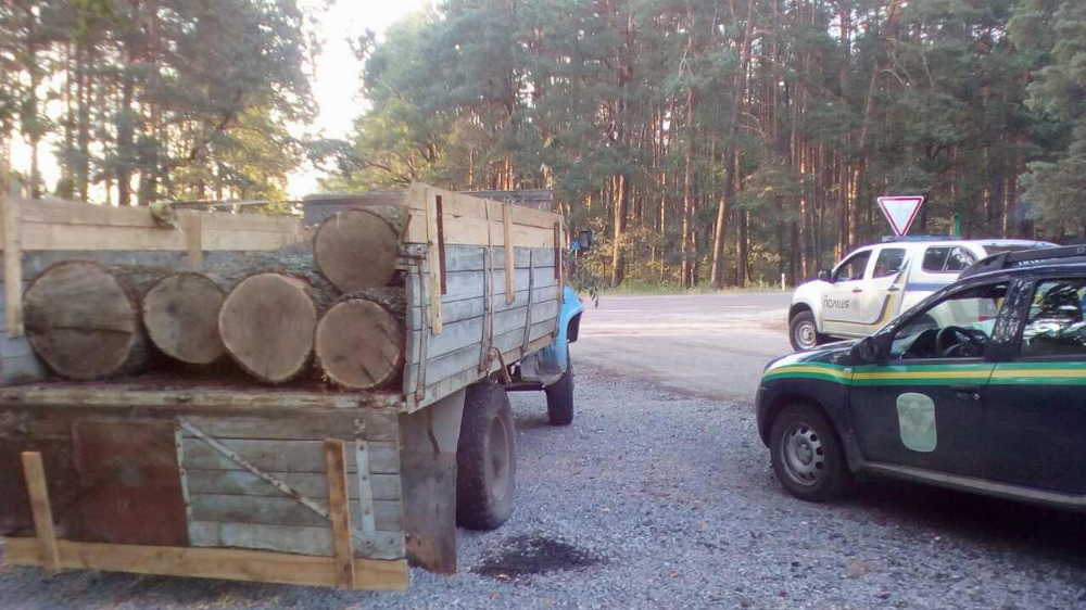 На Волині знайшли нічийне авто з деревиною