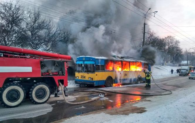 У луцькому депо загорівся польський тролейбус